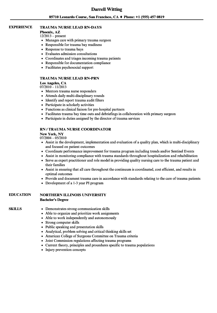 Trauma Nurse Resume Samples Velvet Jobs within size 860 X 1240