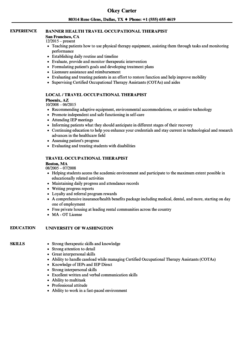 Travel Occupational Therapist Resume Samples Velvet Jobs with size 860 X 1240