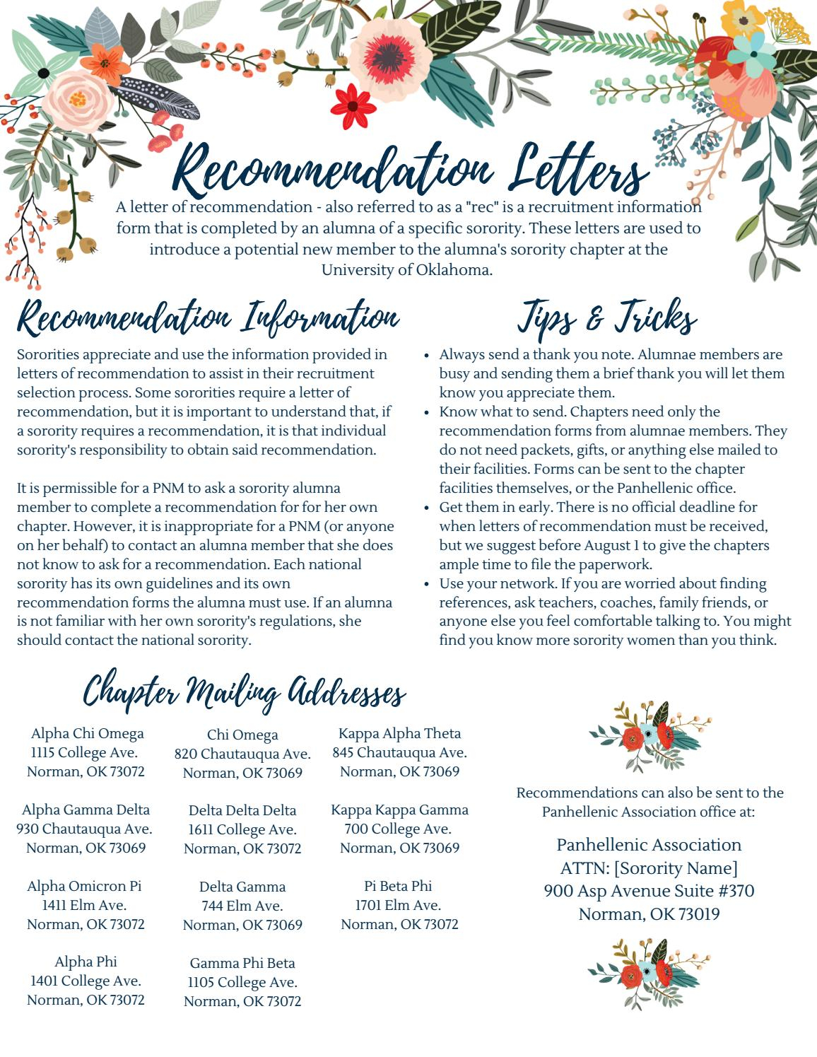 Tri Delta Letter Of Recommendation Invitation Template Ideas