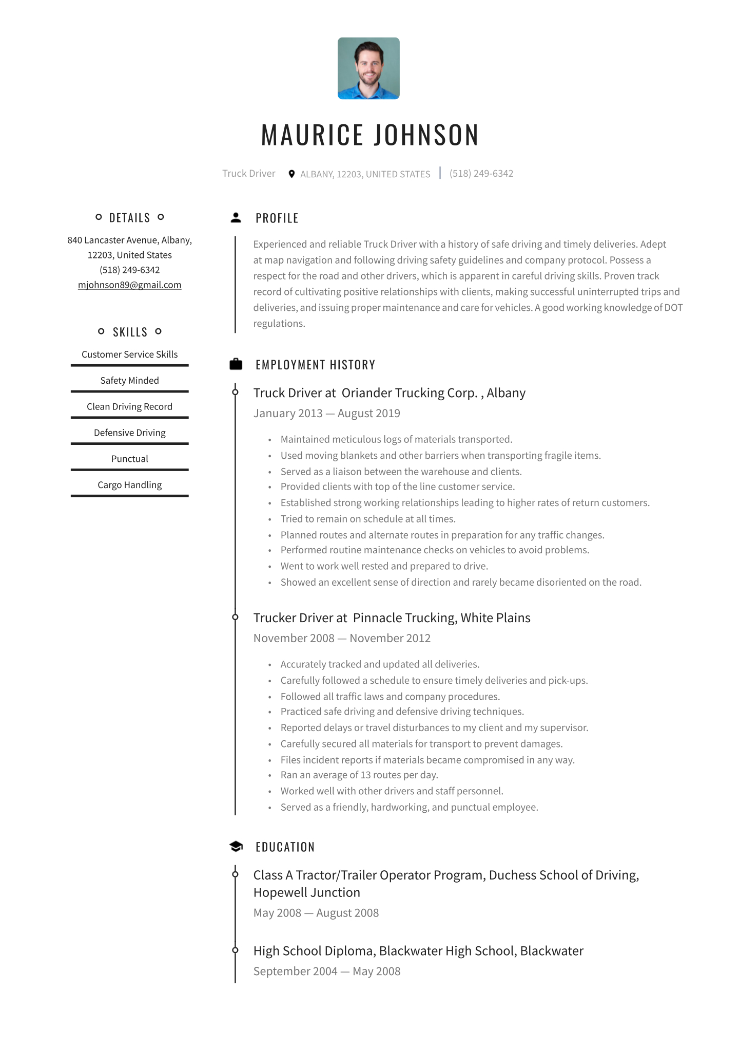 Truck Driver Resume Examples Writing Tips 2020 Free Guide with sizing 1440 X 2036