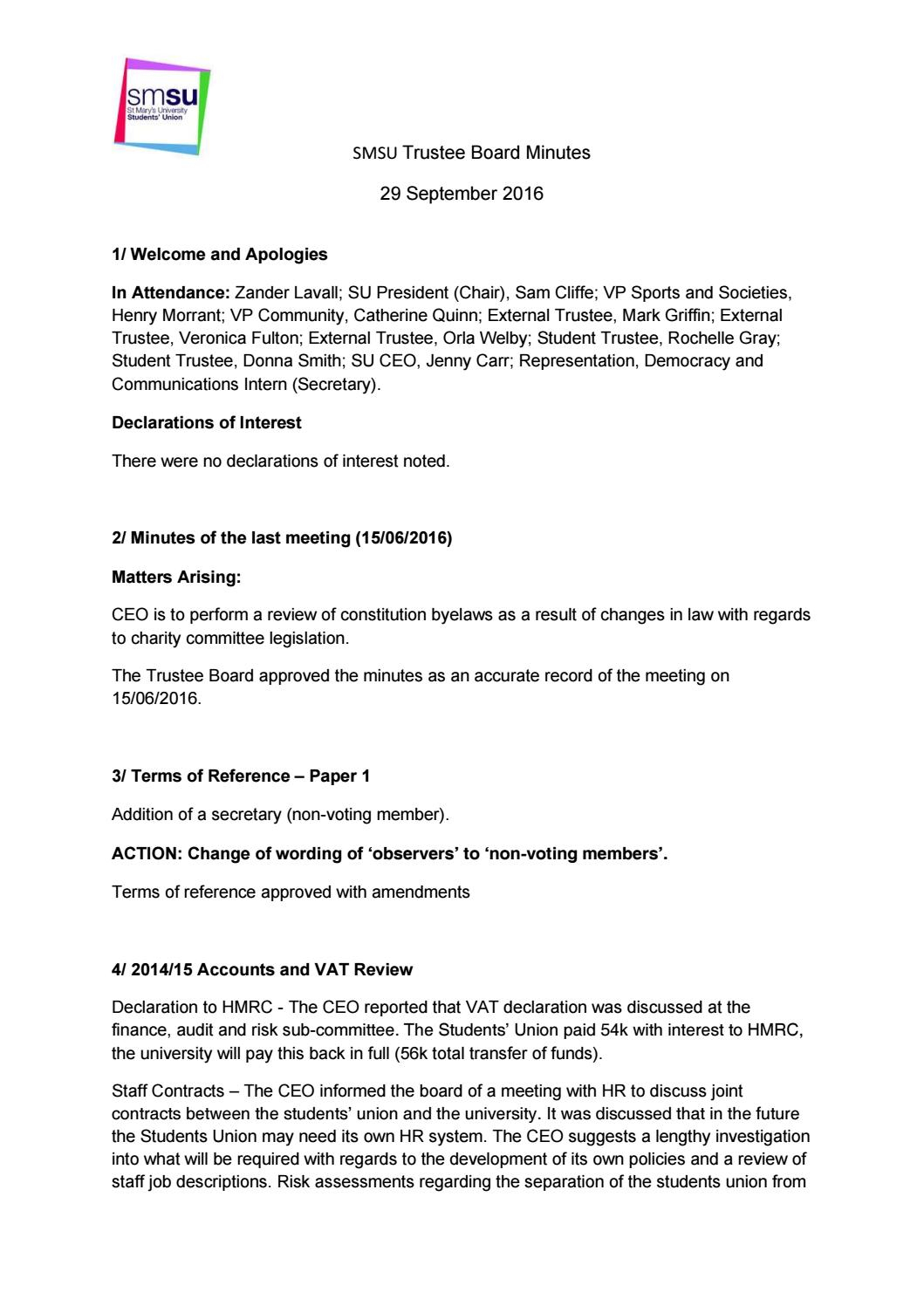 Trustee Board Minutes 29 September 2016 Smsu Issuu intended for proportions 1059 X 1497