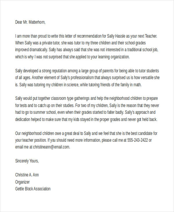 Tutor Letter Of Recommendation Debandje pertaining to sizing 600 X 730