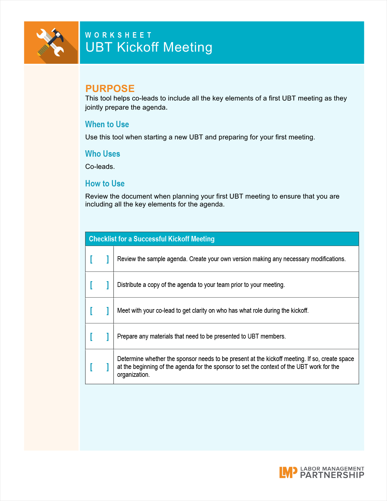 Ubt Kickoff Meeting Labor Management Partnership in proportions 1275 X 1650