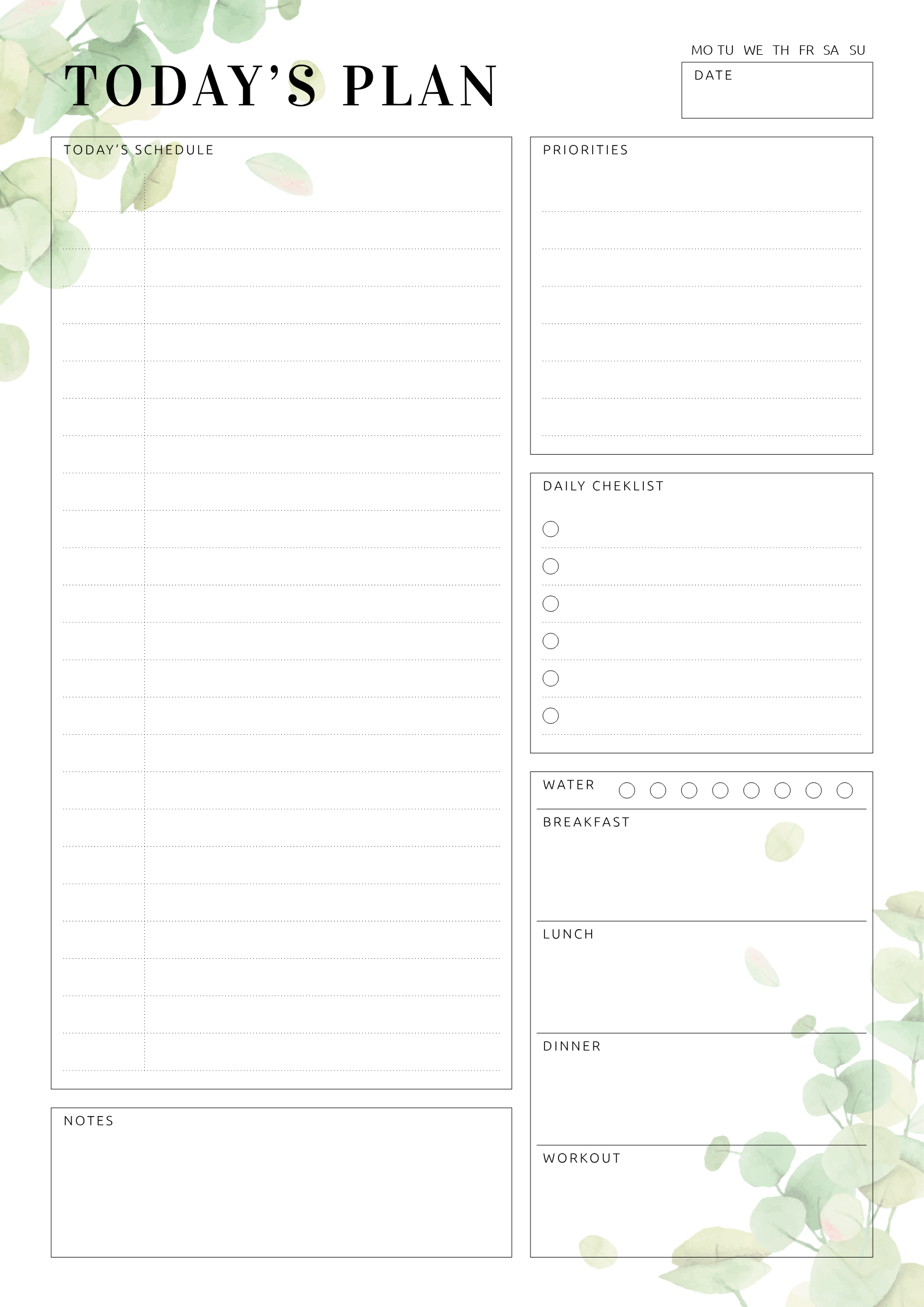 Undated Planner With Daily Checklist Daily Planner Pages pertaining to proportions 1587 X 2245