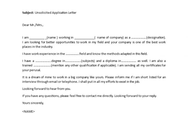 Unsolicited Application Letter Templates At inside sizing 793 X 1122