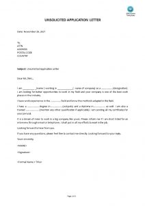 Unsolicited Application Letter Templates At pertaining to dimensions 793 X 1122