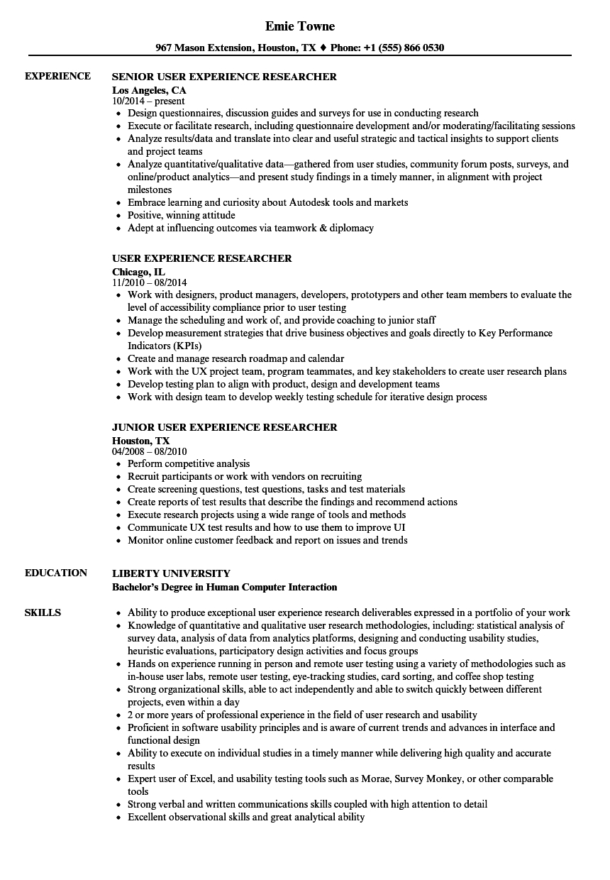 User Experience Researcher Resume Samples Velvet Jobs throughout size 860 X 1240