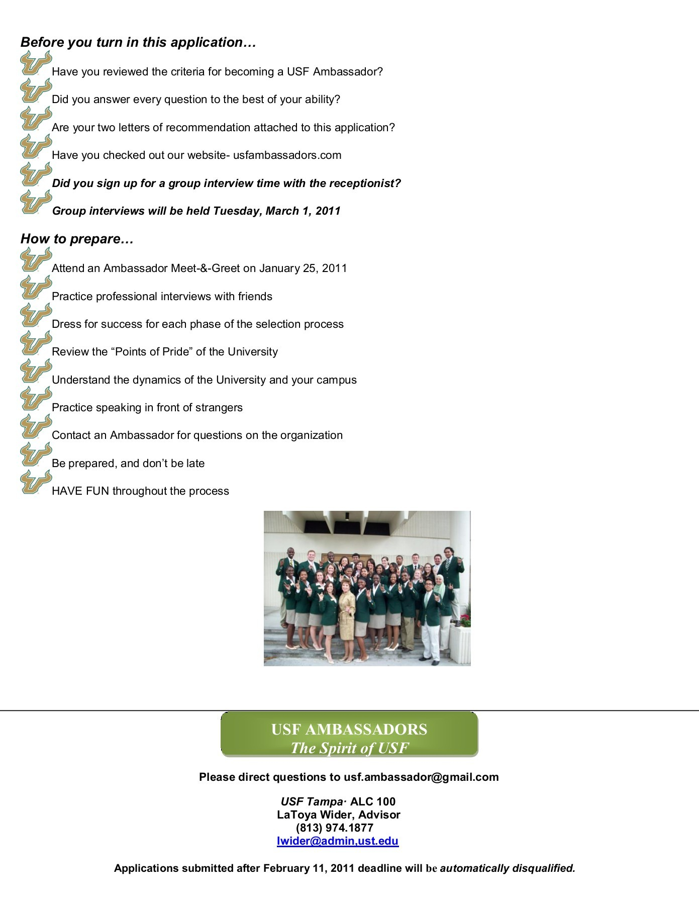 Usf Ambassadors The Spirit Of Usf Pages 1 4 Text Version with regard to proportions 1391 X 1800