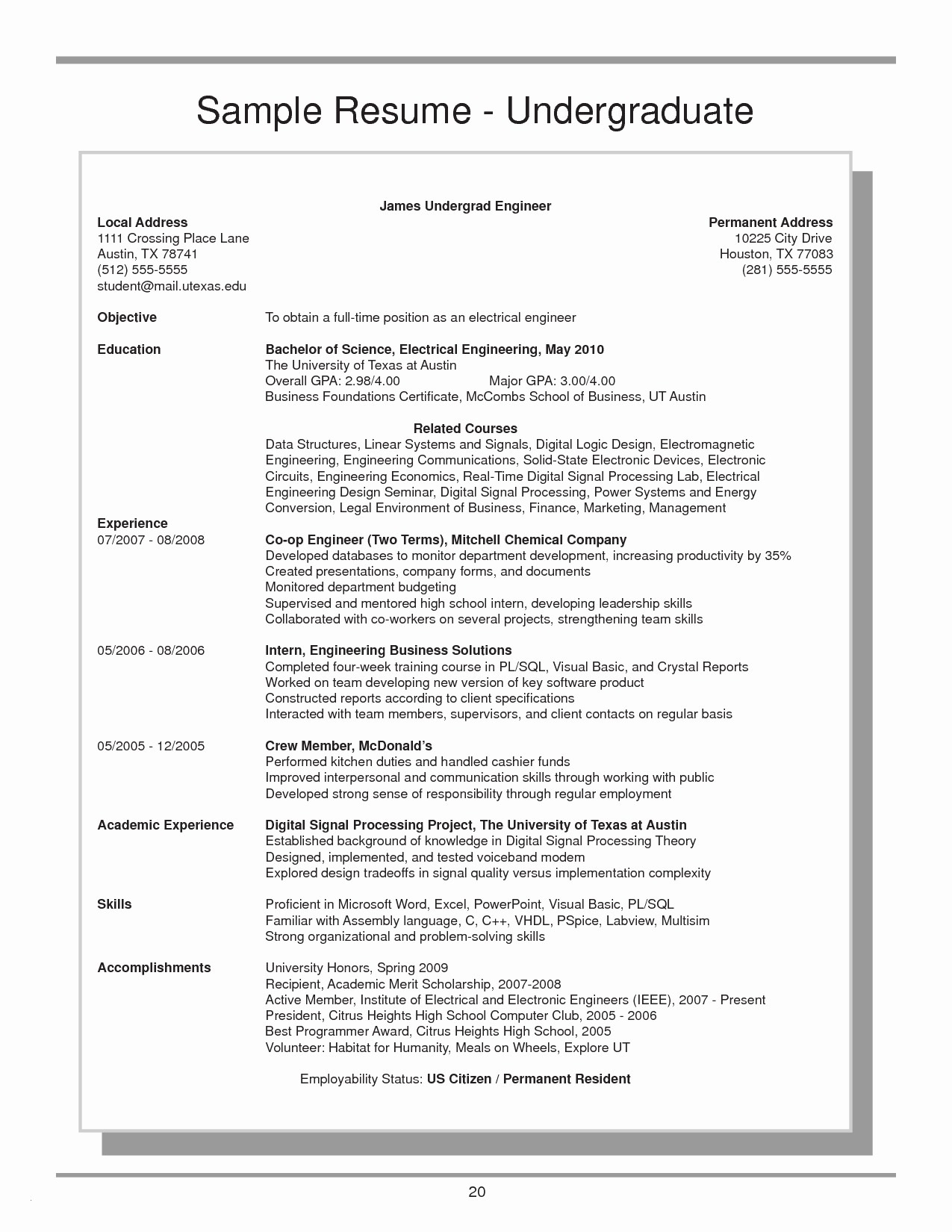 Ut Austin Resume Template Mccombs All New Resume Examples with sizing 1275 X 1650