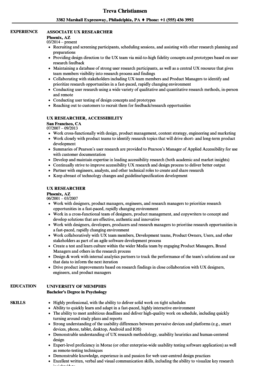 Ux Researcher Resume Samples Velvet Jobs with regard to dimensions 860 X 1240