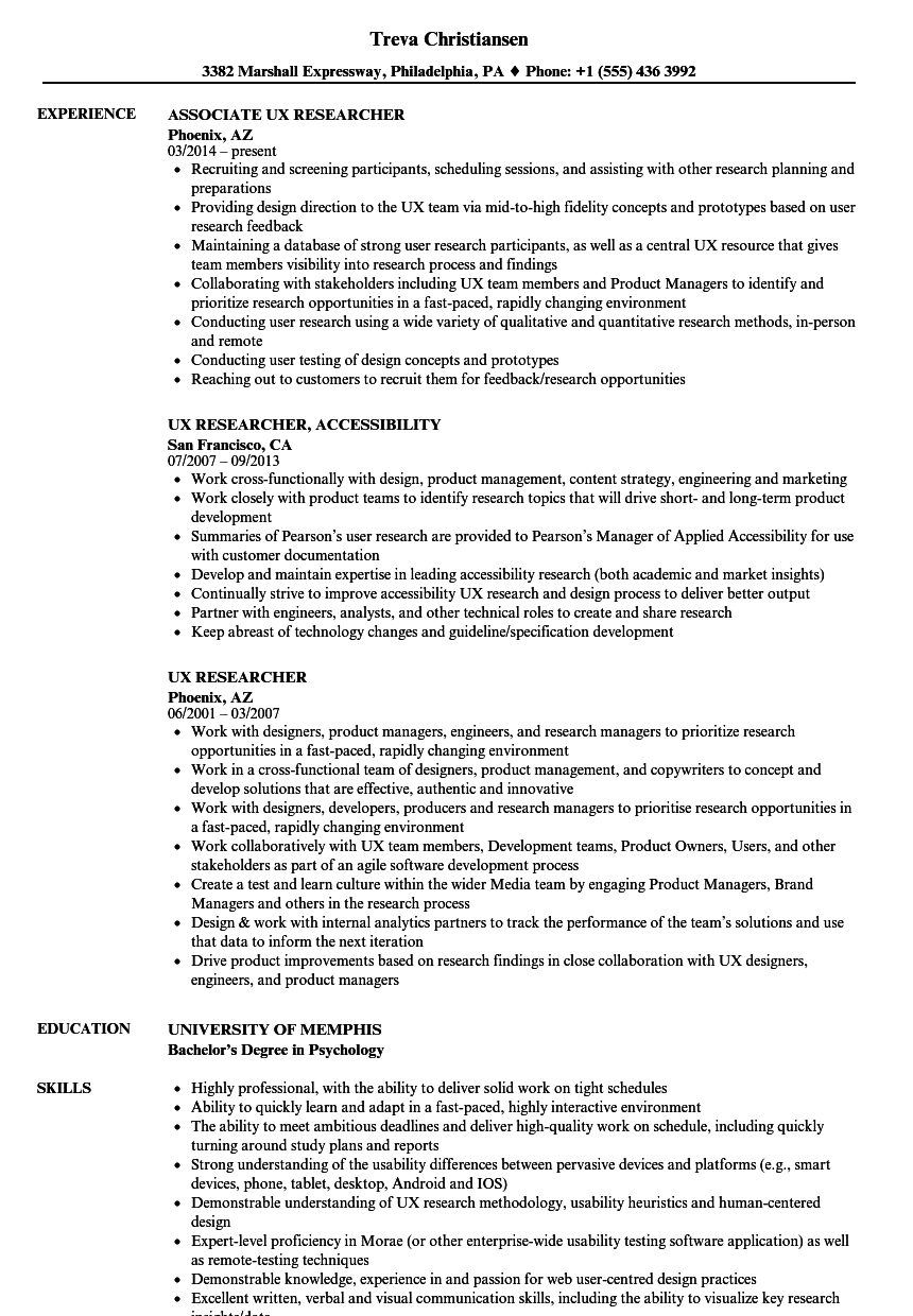 Ux Researcher Resume Samples Velvet Jobs within proportions 860 X 1240