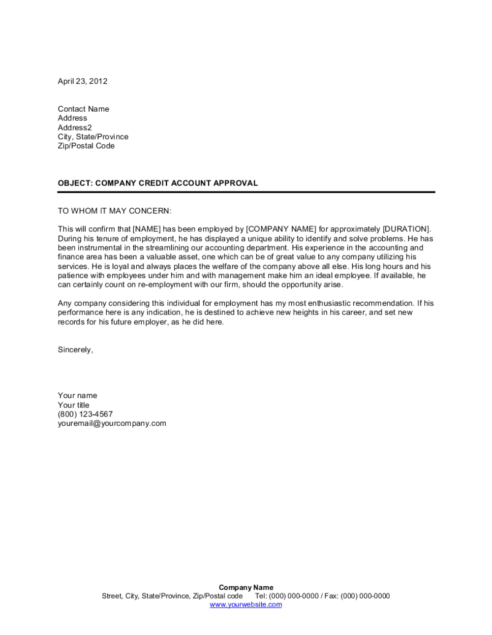 Verification Of Employment And Letter Of Recommendation intended for size 1000 X 1290