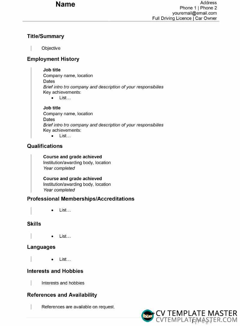 Version Three Of Our Simple Word Cv Template Cv Template in dimensions 800 X 1084