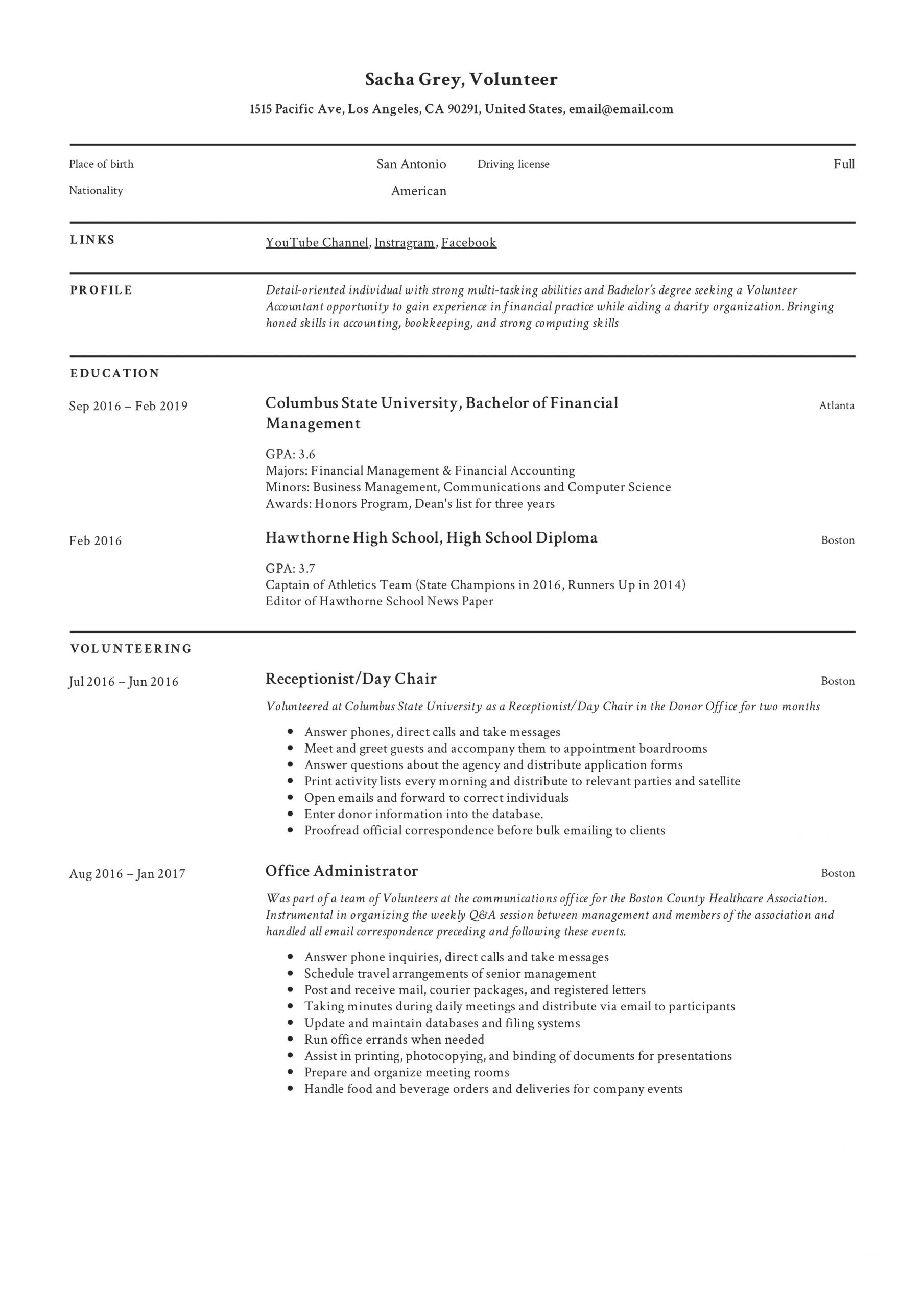 Volunteer Resume Sample Writing Guide Pdfs 2019 for sizing 2478 X 3507