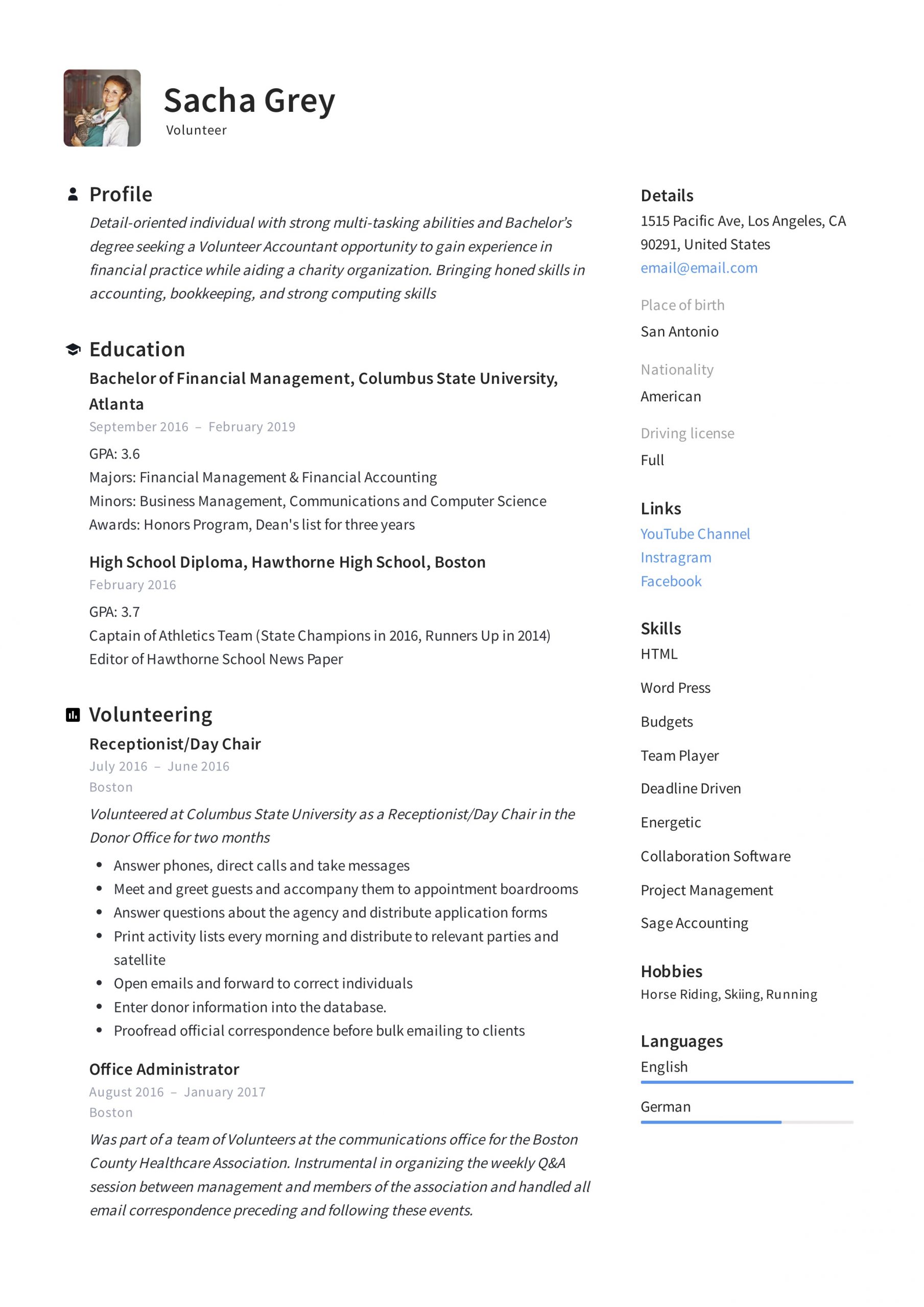 Volunteer Resume Sample Writing Guide Pdfs 2019 inside proportions 2478 X 3507