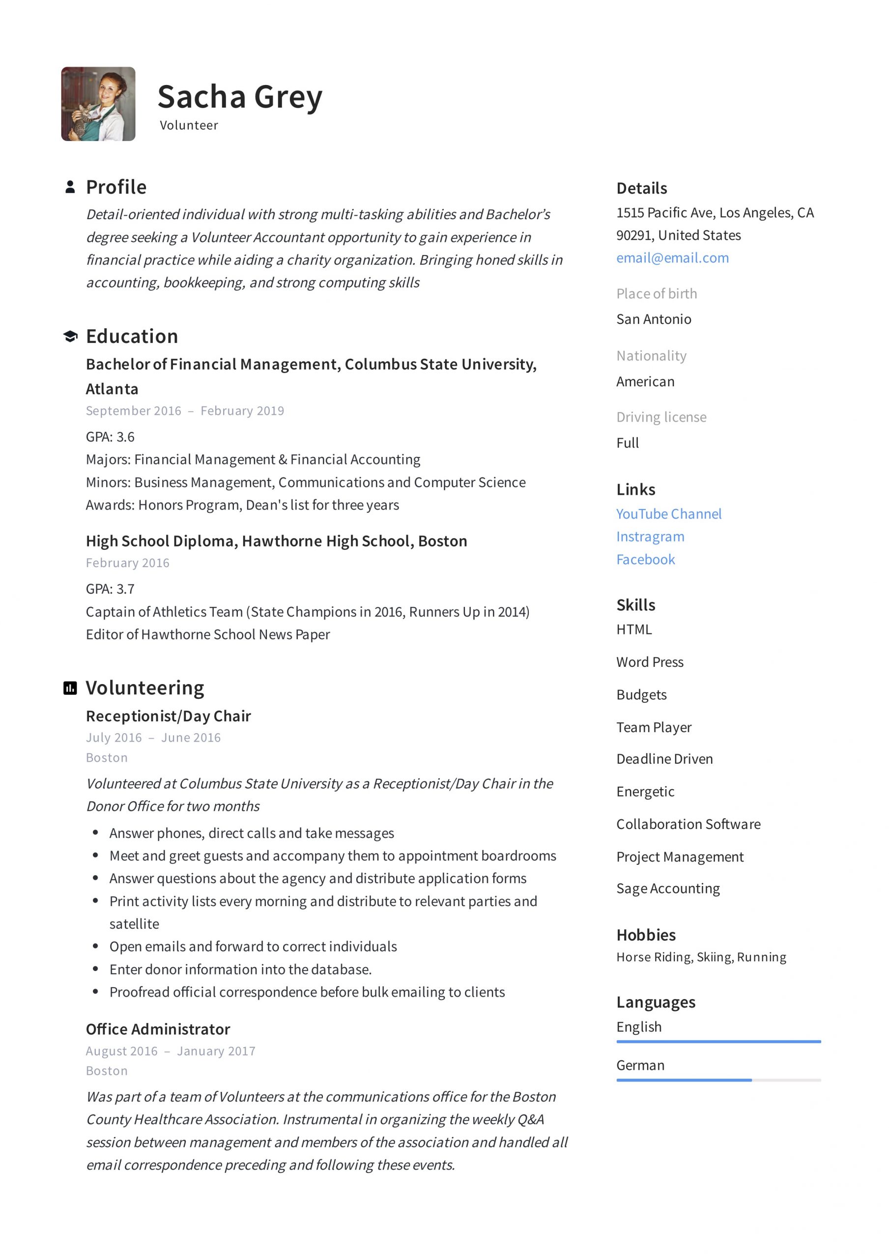 Volunteer Resume Sample Writing Guide Pdfs 2019 intended for size 2478 X 3507