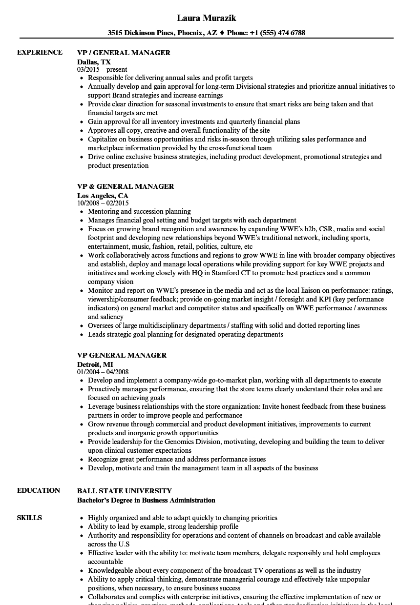 Vp General Manager Resume Samples Velvet Jobs pertaining to proportions 860 X 1240