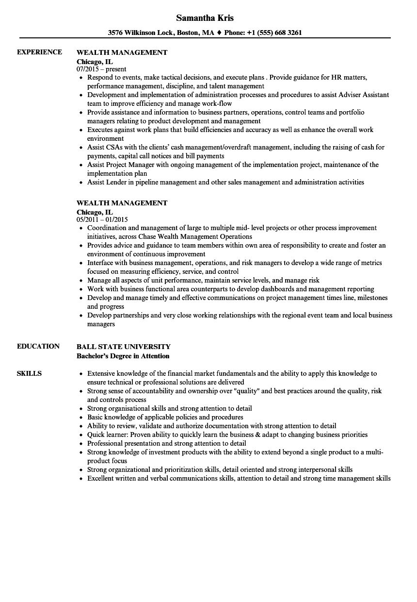 Wealth Management Resume Samples Velvet Jobs with proportions 860 X 1240