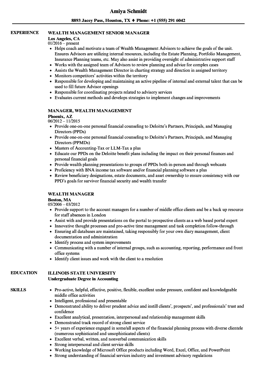 Wealth Manager Resume Samples Velvet Jobs in proportions 860 X 1240