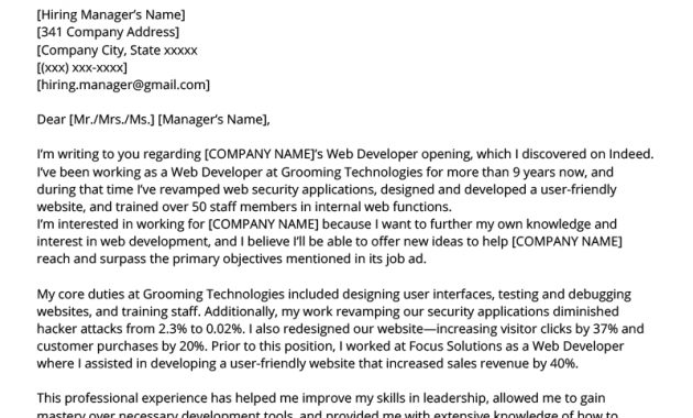 Web Developer Cover Letter Sample Resume Genius regarding dimensions 800 X 1132