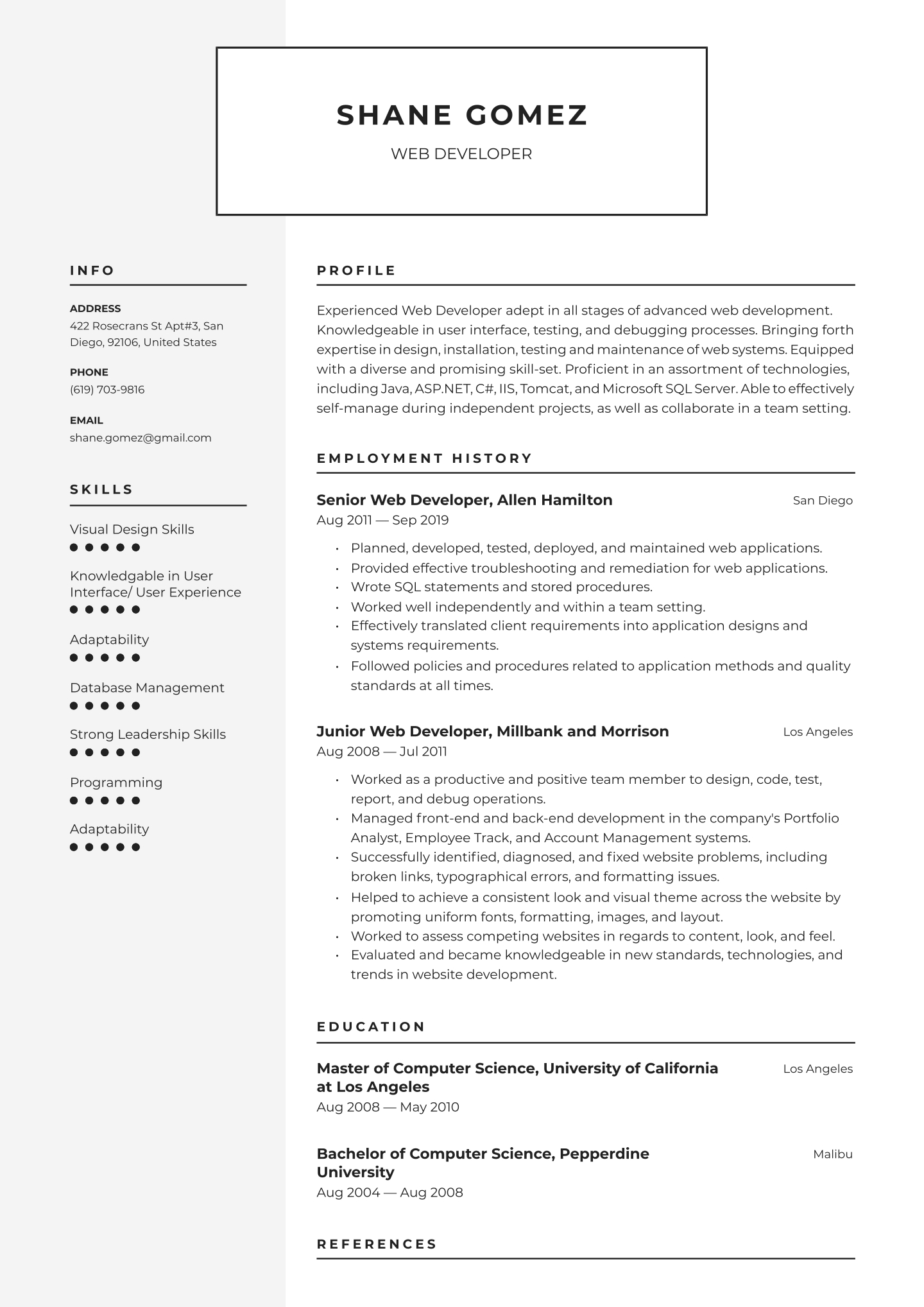 Web Developer Resume Examples Writing Tips 2020 Free with measurements 1440 X 2036