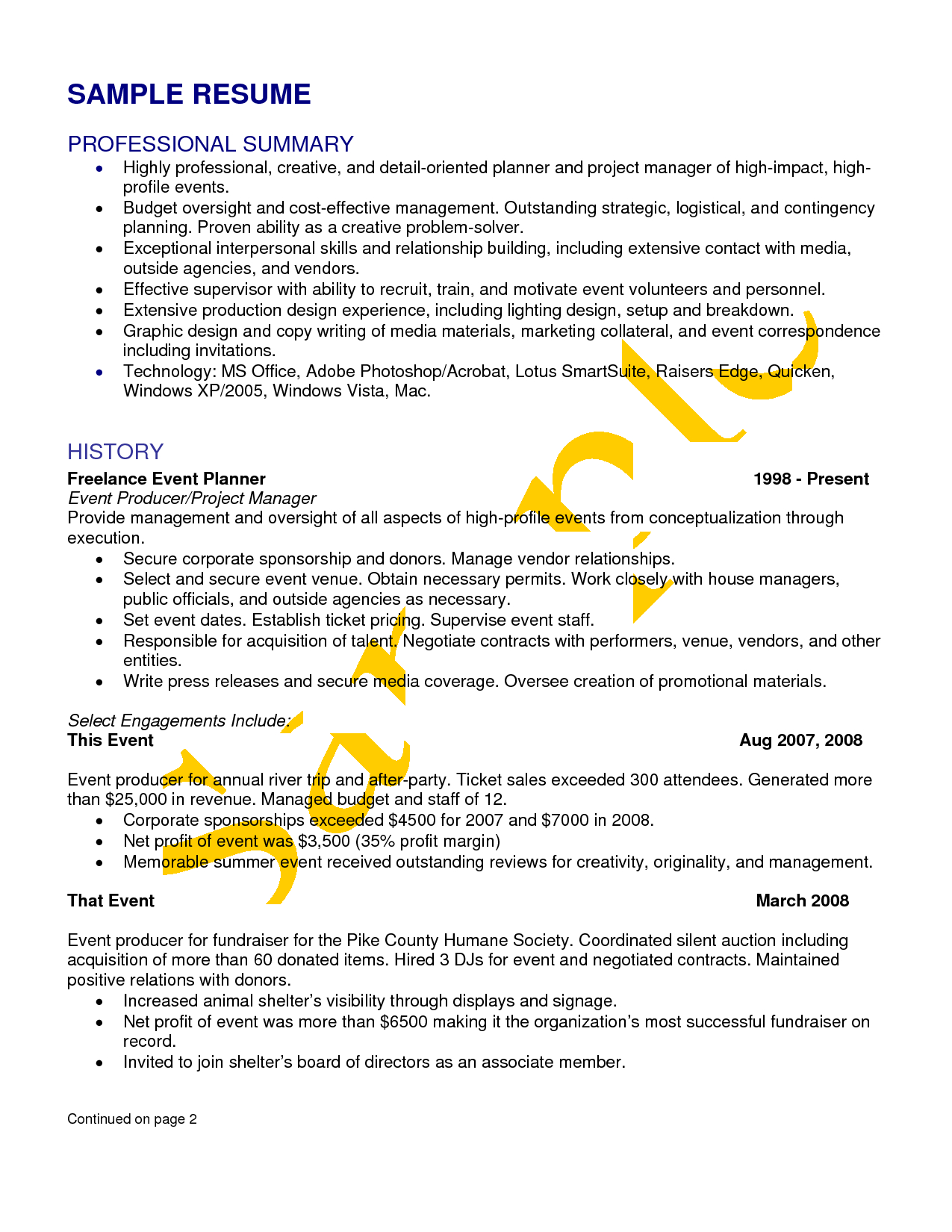 Wedding Event Planner Resume Sample Httpyesidomariage inside size 1275 X 1650