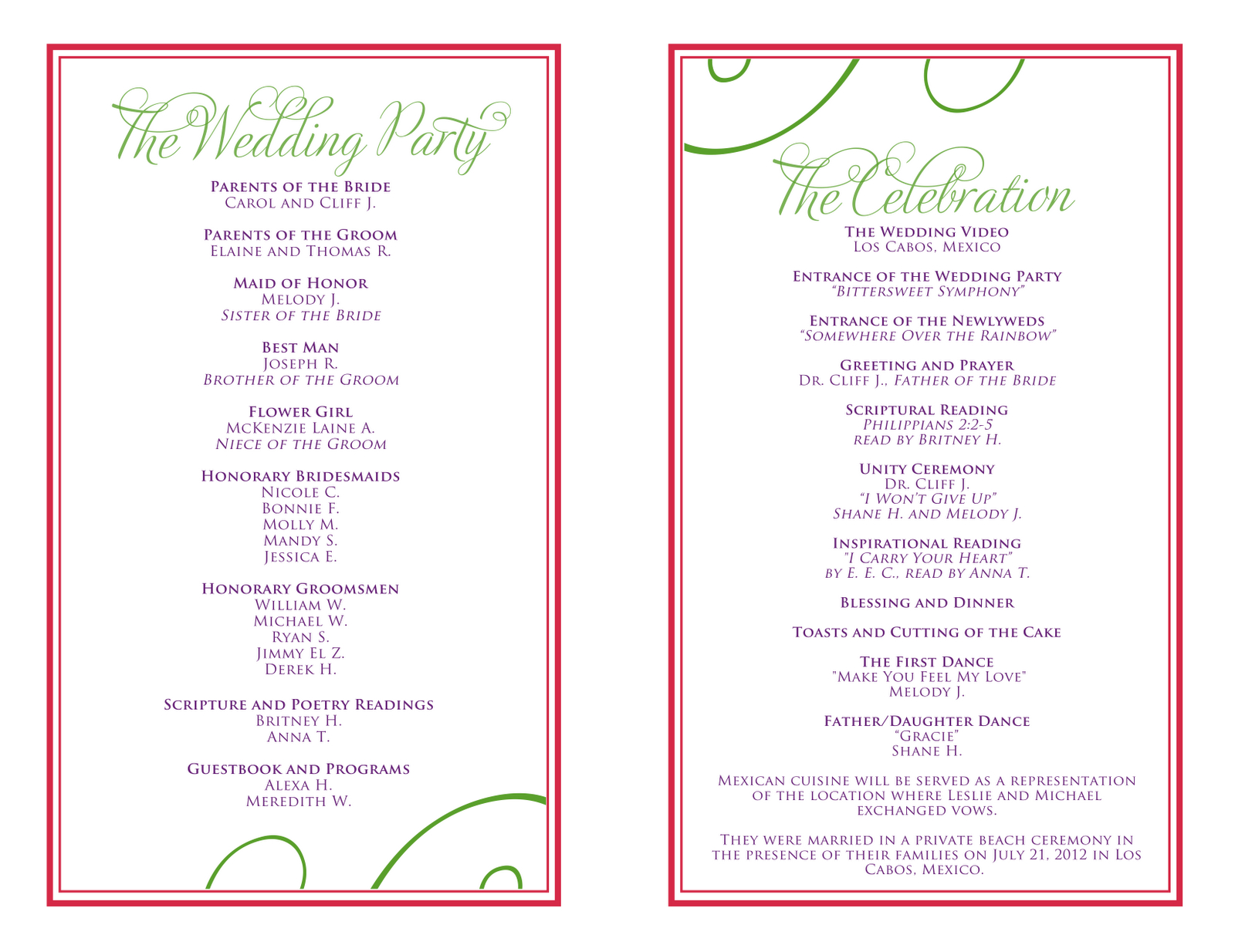 Wedding Itinerary Templates Free Wedding Reception with regard to sizing 1600 X 1234