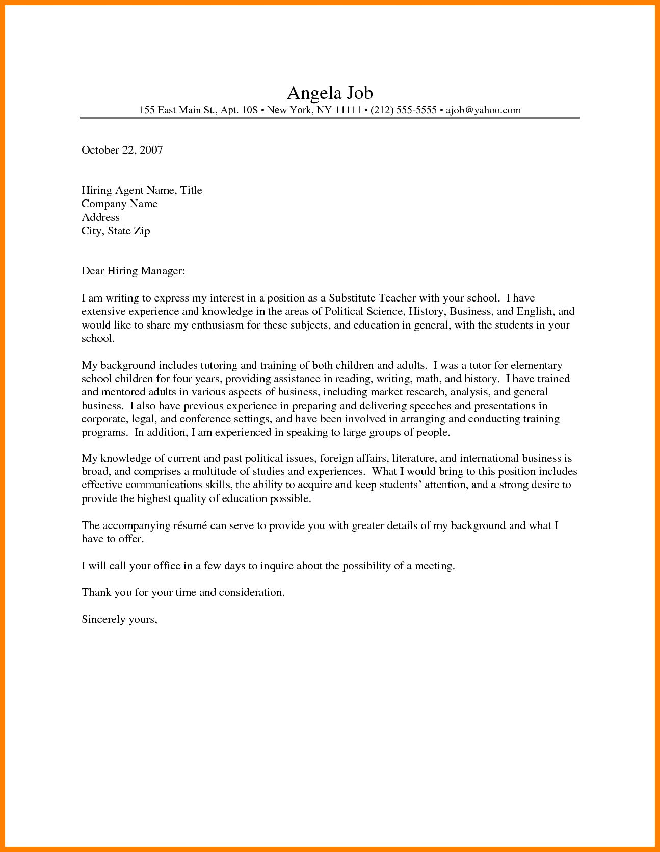 Wonderful Special Education Cover Letter About Professional within size 1295 X 1670