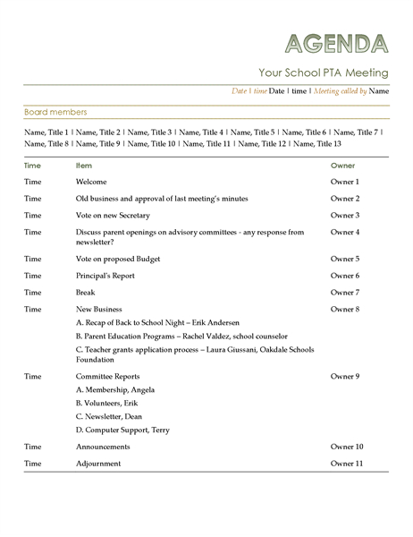 Word Document Agenda Template Debandje throughout dimensions 462 X 600