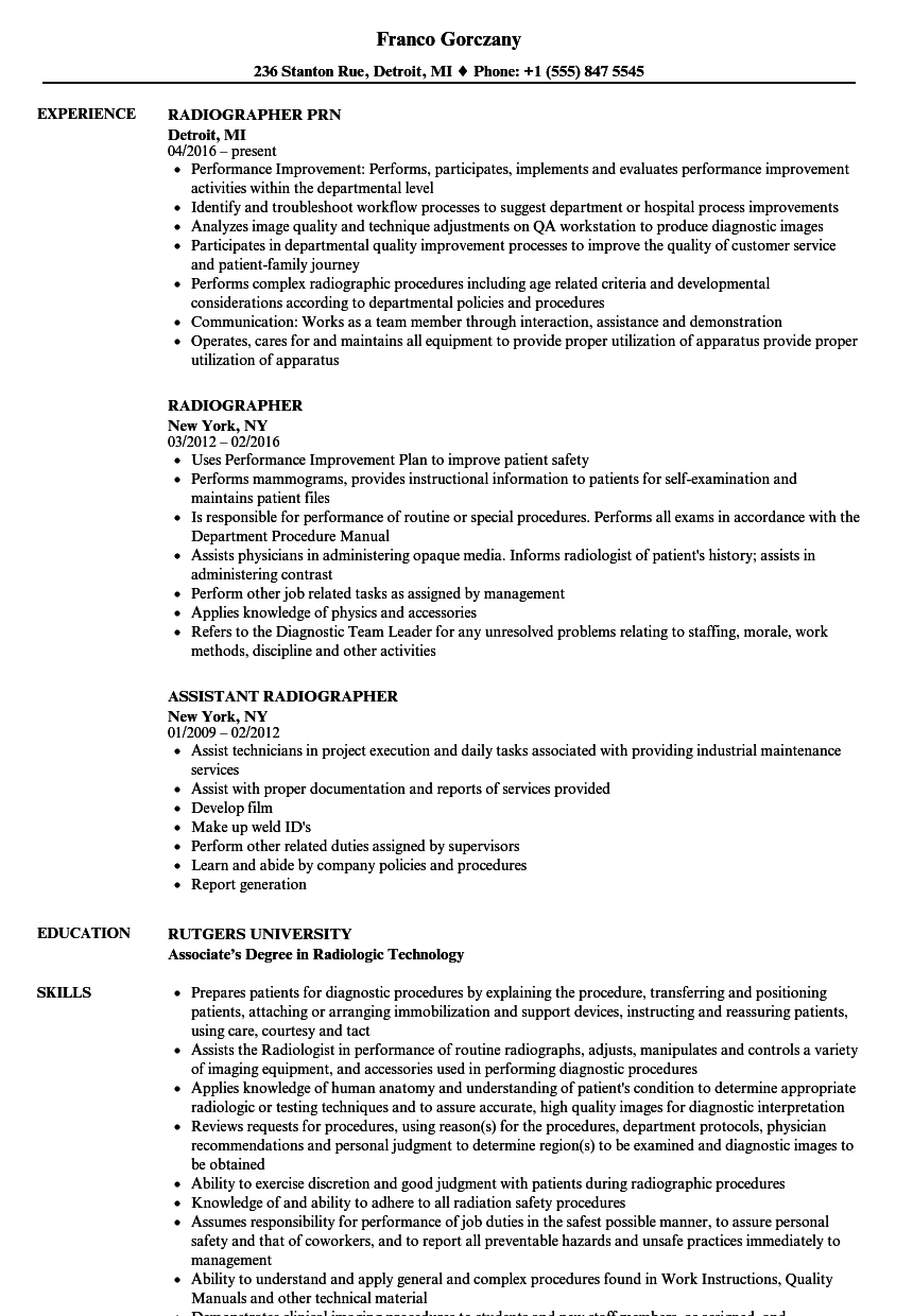 X Ray Resume Examples Resume Examples Resume Templates pertaining to size 860 X 1240