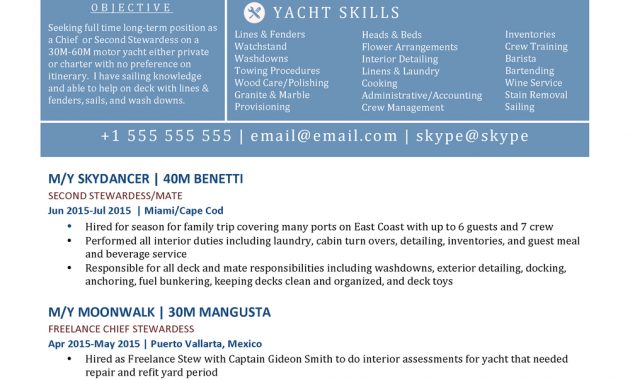 Yacht Resume Yacht Resume Stewardess pertaining to sizing 1000 X 1294