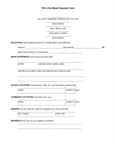 You Can Fill In Student Resume Template Resume Form Free inside proportions 1275 X 1650