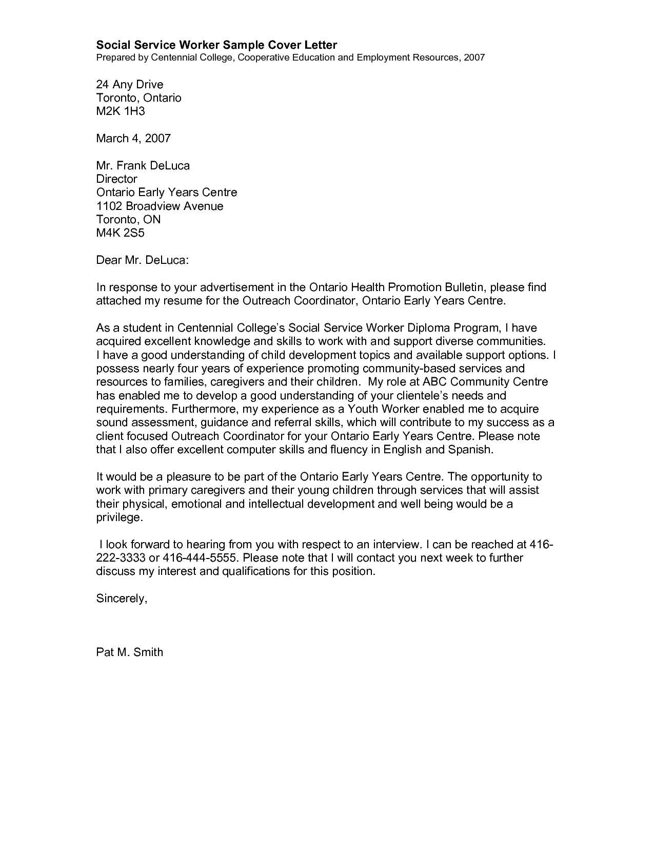 Youth Care Cover Letter Example Httpwwwresumecareer throughout size 1275 X 1650